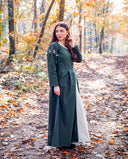 Medieval dress Larina, green-naturel