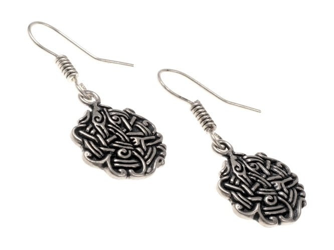 Earrings Viking knot, silvered bronze
