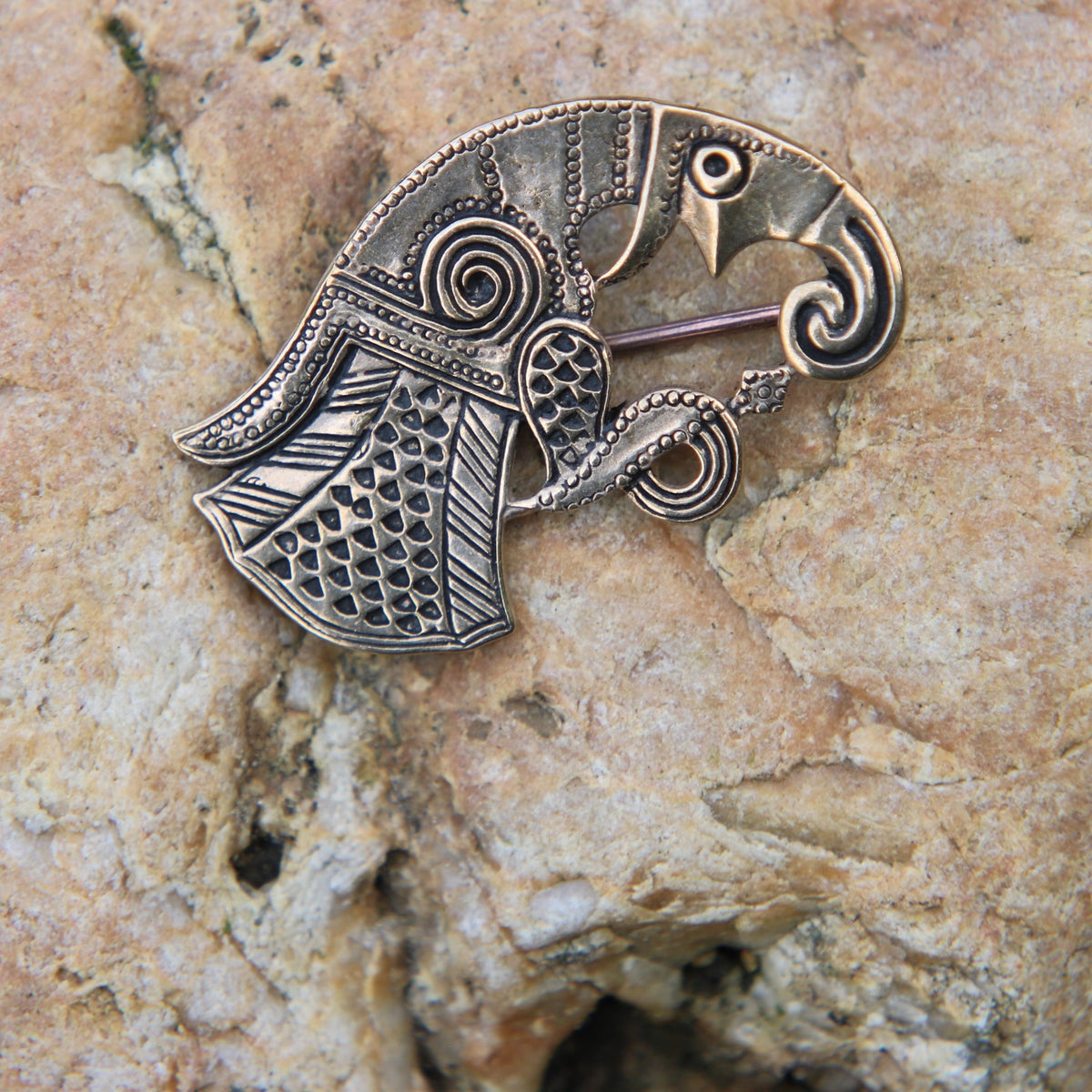 Vendel raven brooch Gotland, left-facing, bronze