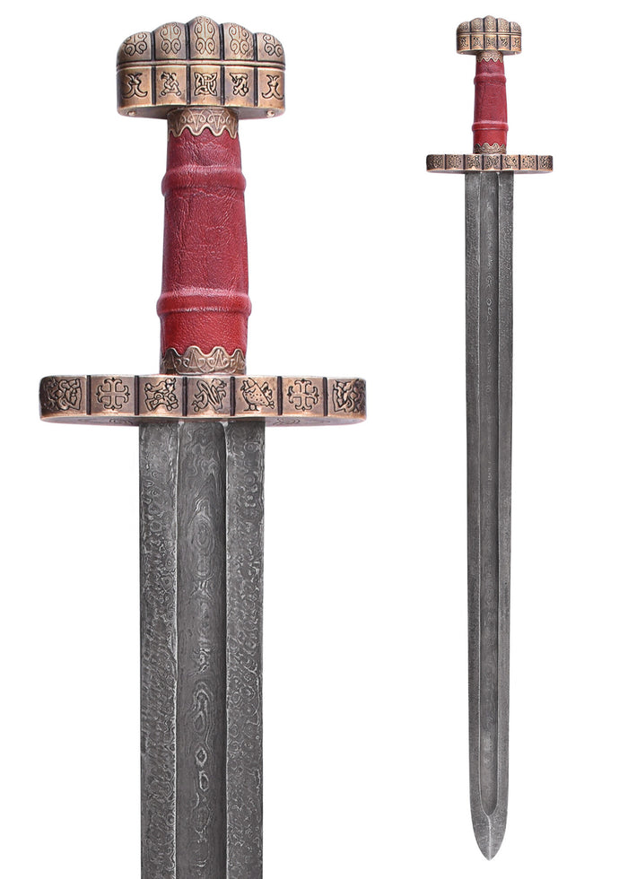9th century Viking sword Haithabu, damast steel, semi-sharp
