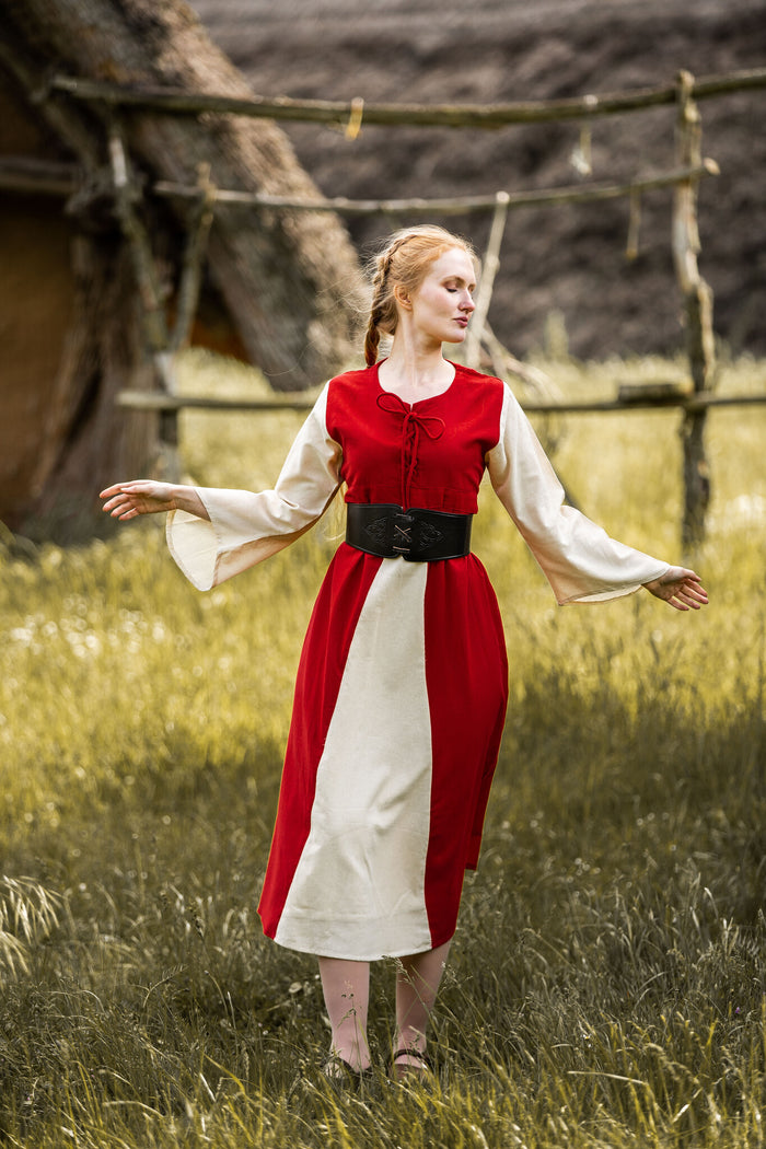 Dress Belle, red-cream