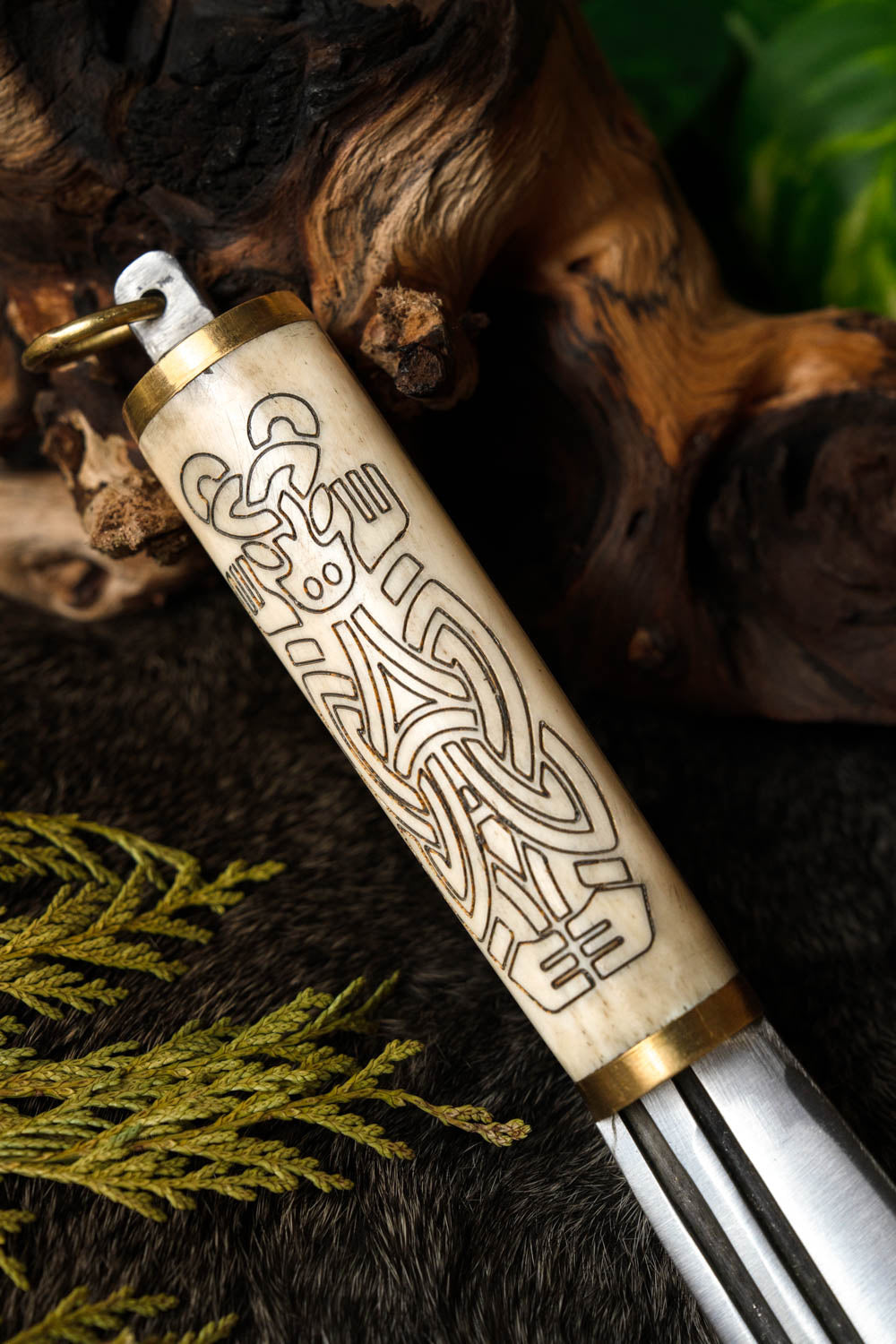 Viking seax Borre style with bone grip, semi-sharp