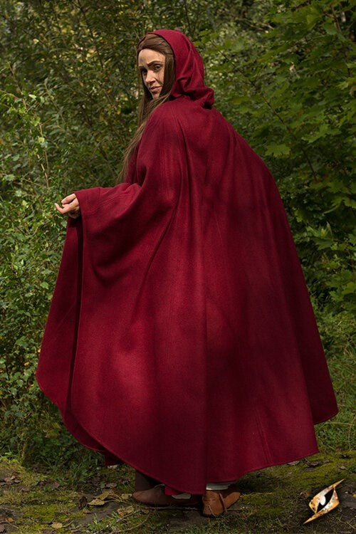Travel cloak, red, wool blend