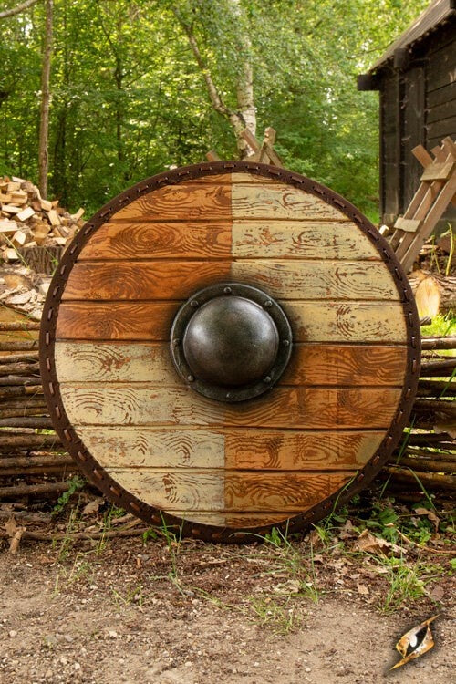 LARP shield Thegn, white-wood, 70 cm