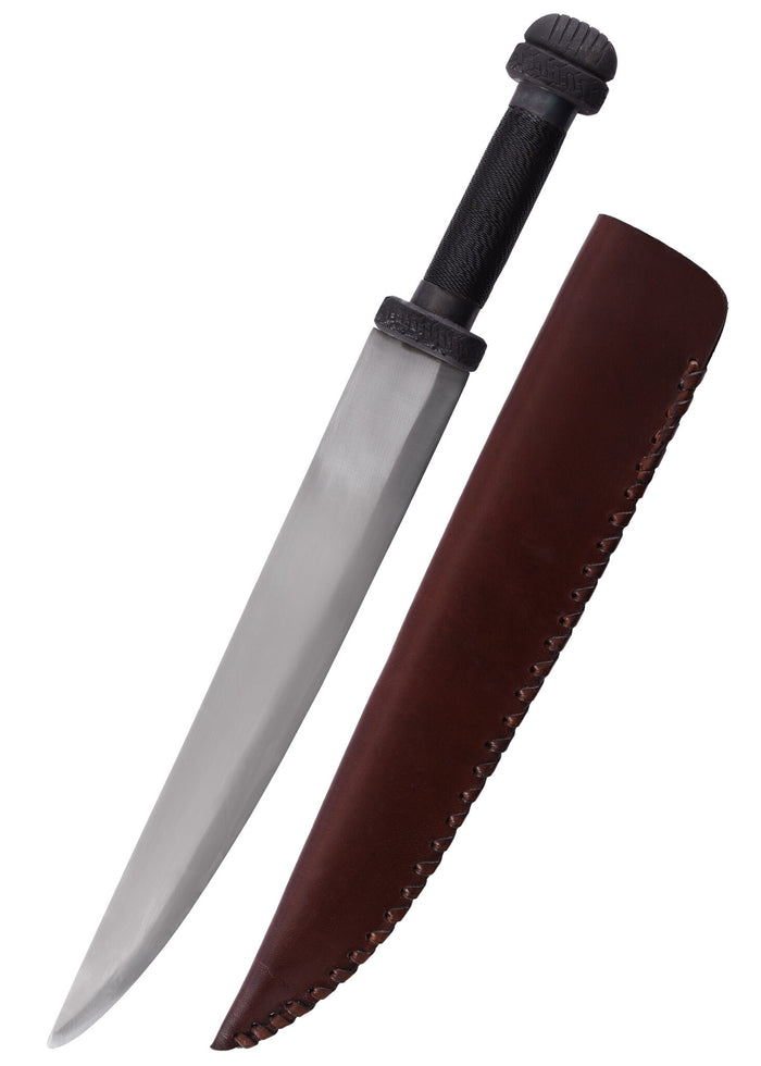 Dark Viking seax with wire wrapped grip, semi-sharp