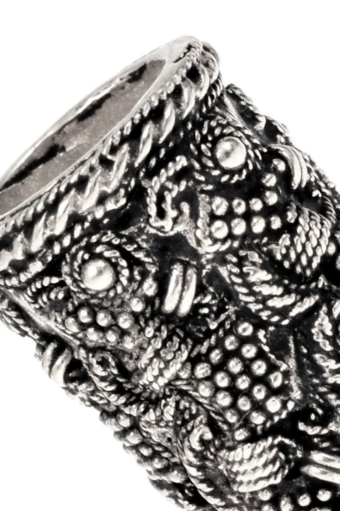 Viking beard bead Rygge, silvered bronze