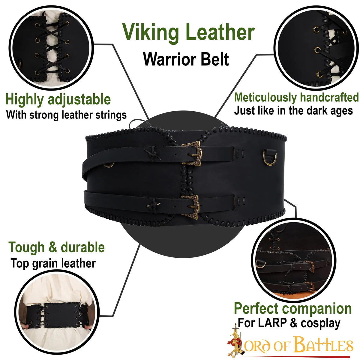 Broad Viking belt, brown