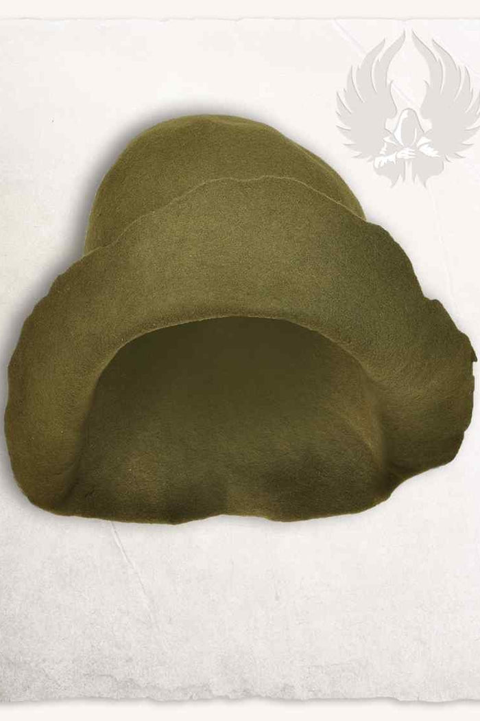 Medieval felt hat Bruno, green, wool mix