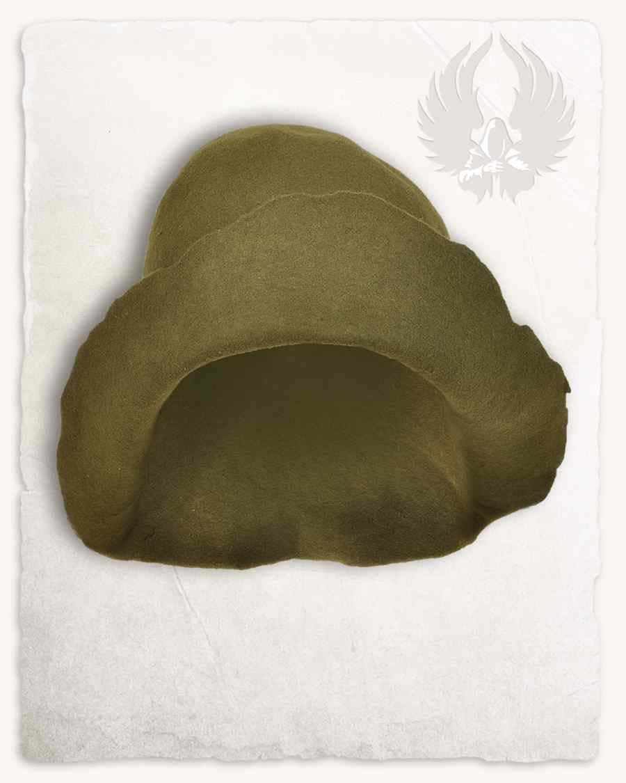 Medieval felt hat Bruno, green, wool mix