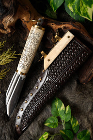 Viking seax Borre style with bone grip, semi-sharp