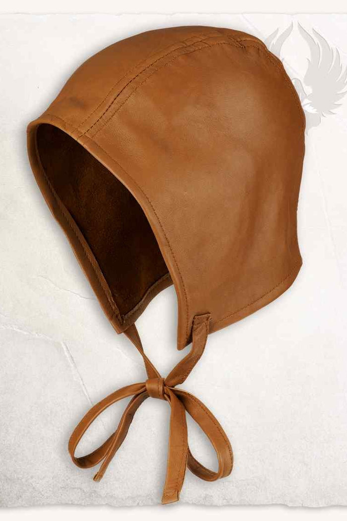 Medieval Coif Martinus, leather, brown