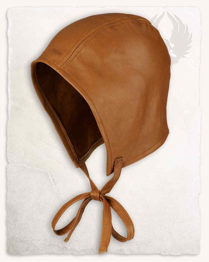 Medieval Coif Martinus, leather, brown
