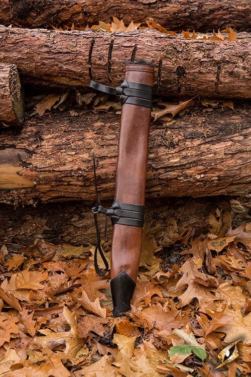 LARP sword scabbard, M, right-handed, brown