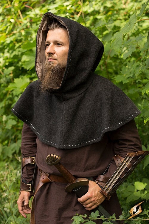 Medieval chaperon Erhard, dark grey