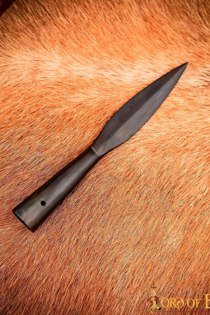 Tidigmedeltida bladvormad spjutspets, bronsfärgad, semi skarp