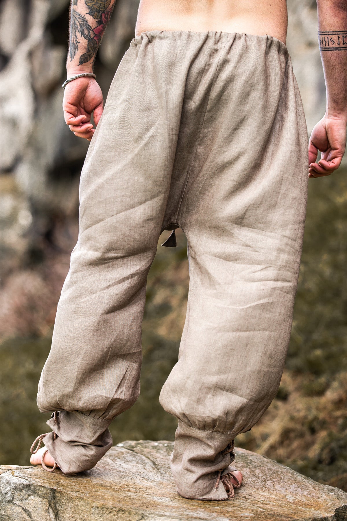 Linen Viking Trousers Odin, grey