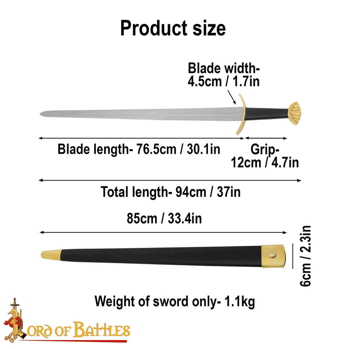 Viking sword Ubbe with scabbard, semi-sharp
