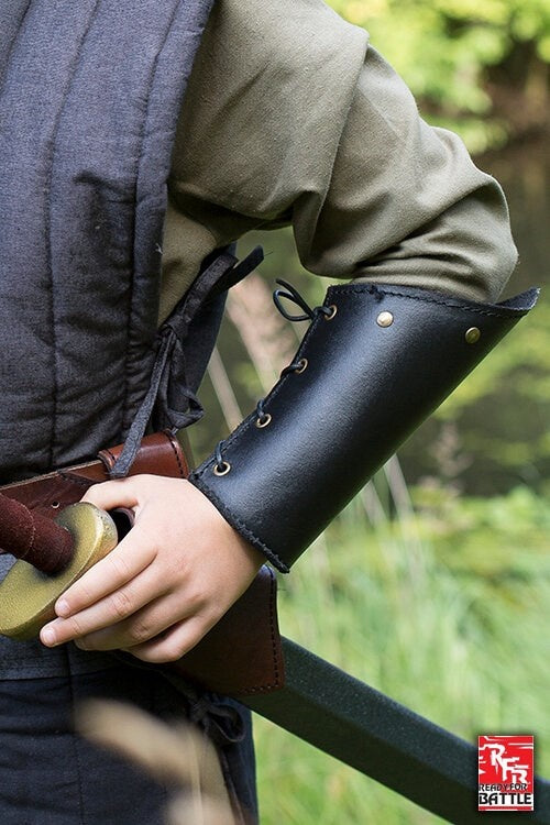 RFB leather bracers, underarm guards, black, pair