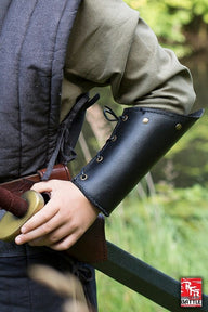 RFB leather bracers, underarm guards, black, pair