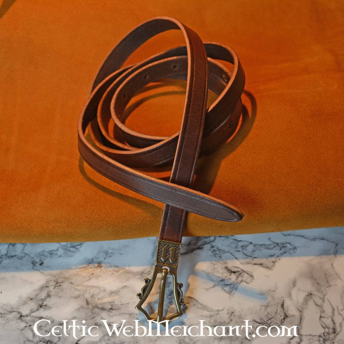 Gothic belt, 15th century, brass buckle, 151 cm, brown