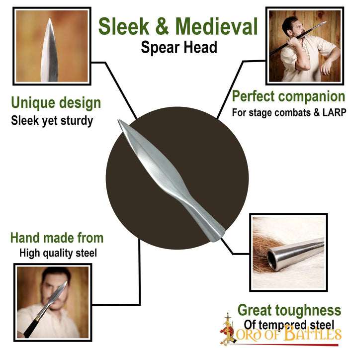 Leaf-shaped Germanic javelin spearhead (framms), semi-sharp