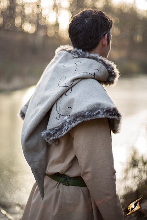 Fur hood Gisla, grey, wool mix