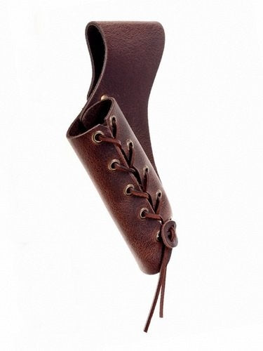 Leather sword holder with laces, brown