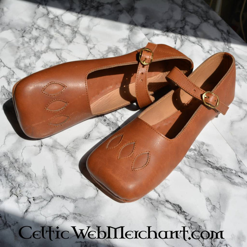 Bredsnudede sko, 16. århundrede, brun