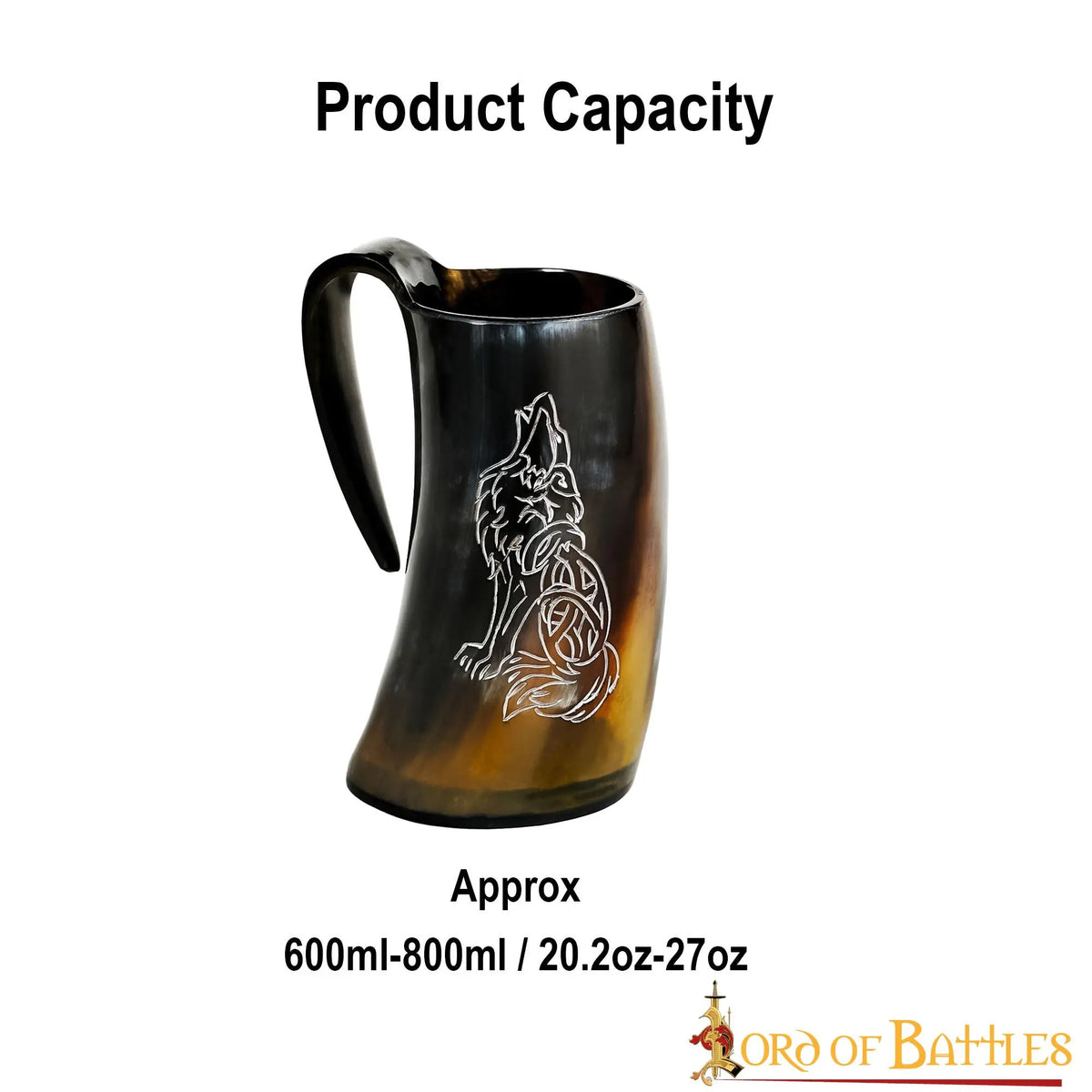 Viking horn mug Fenrir, 500-650 ml
