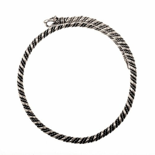 Viking upper bracelet with wolf heads, silvered bronze