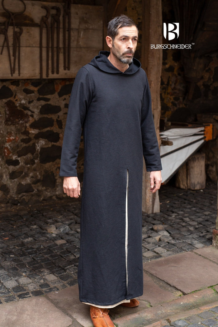 High-medieval tunicella with hood Renaud, black