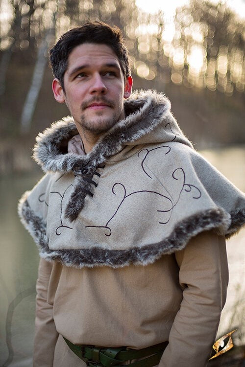 Fur hood Gisla, grey, wool mix