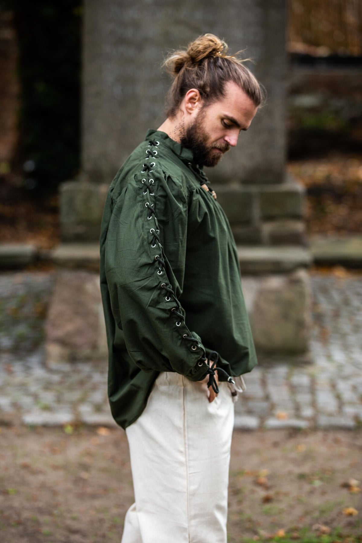 Pirate shirt with laces, green