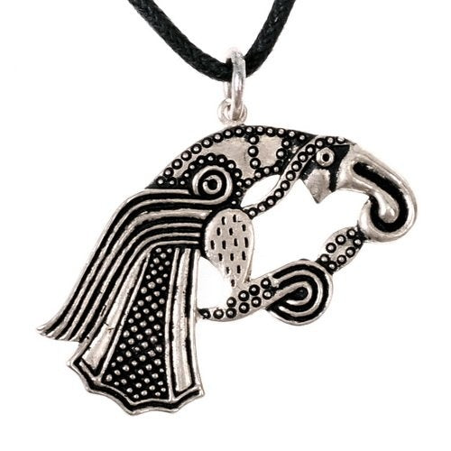 Germanic raven amulet, silvered bronze