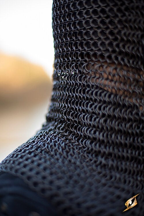 Chainmail coif Alaric, blackened, 9 mm