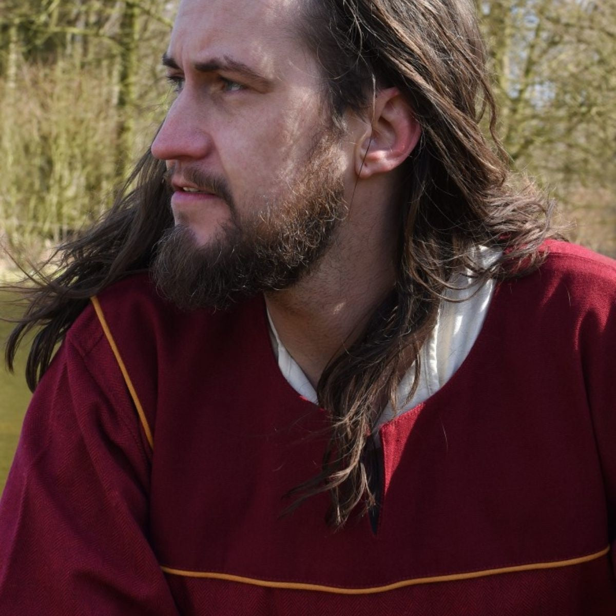 Germanic Thorsberg tunic herringbone pattern, red