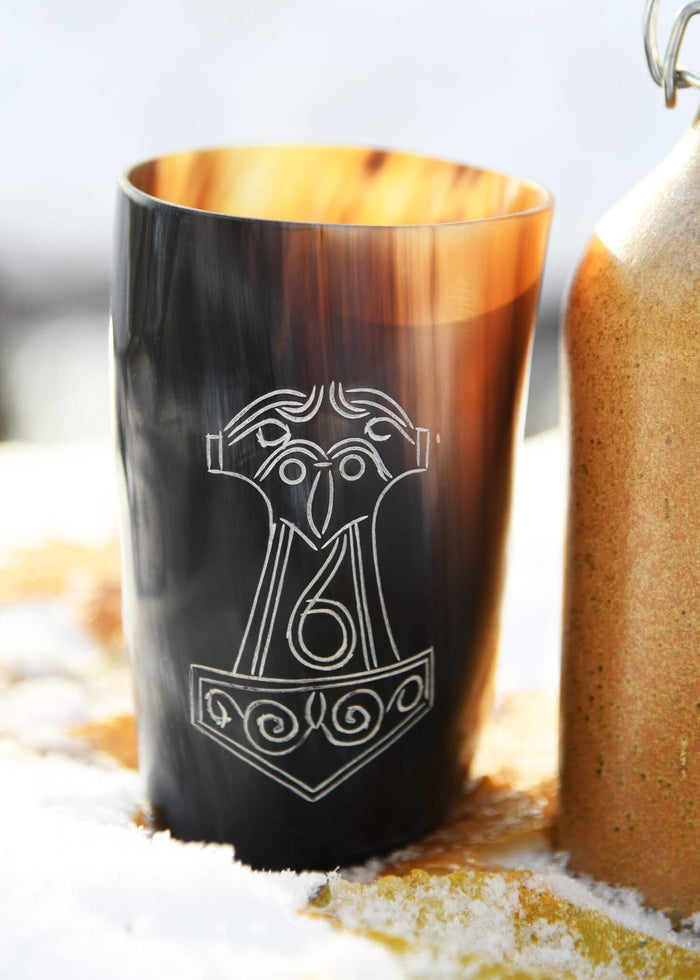 Horn drinking cup Mjolnir, 100-200 ml