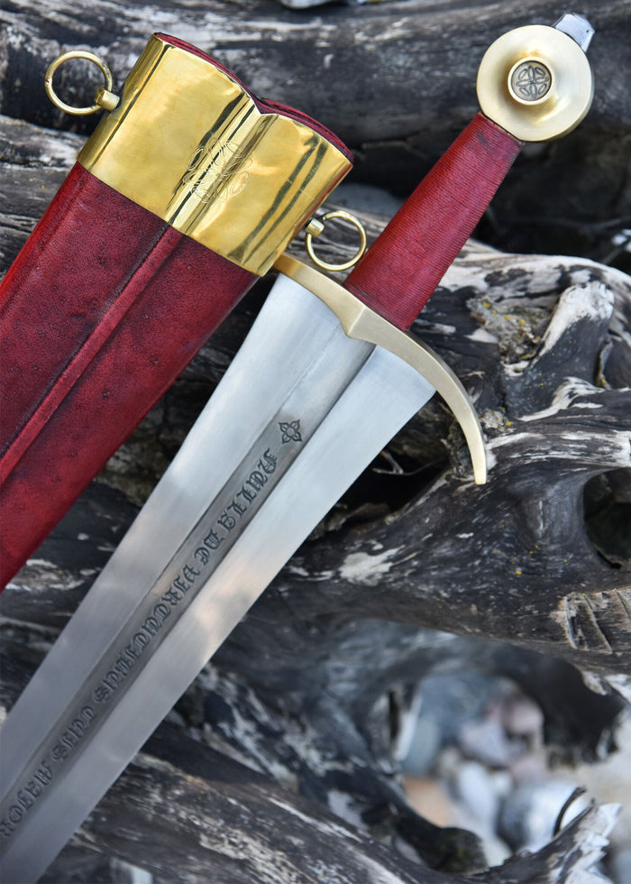 Deepeeka Philip IV sword with scabbard, Oakeshott type XIV, 14th century, semi sharp