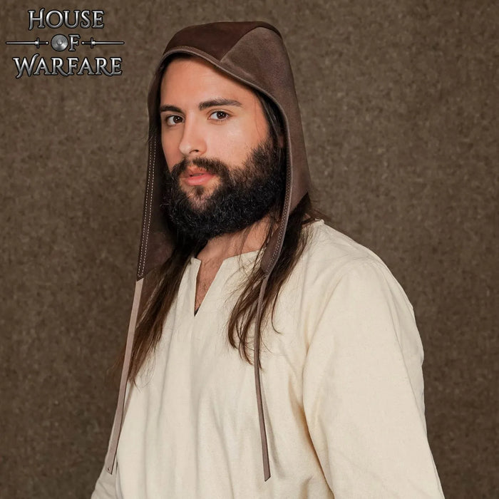 Medieval coif, leather, brown