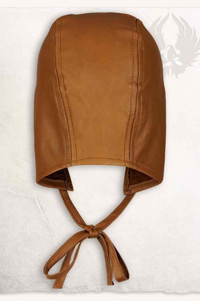 Medieval Coif Martinus, leather, brown