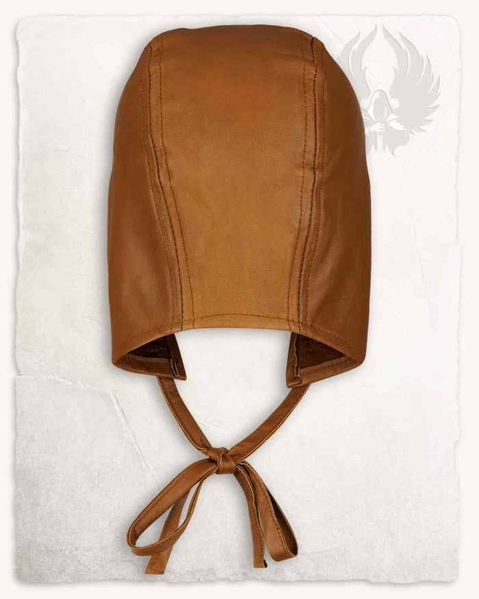 Medieval Coif Martinus, leather, brown