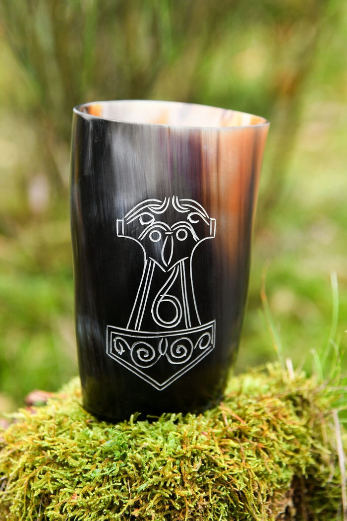 Horn drinking cup Mjolnir, 100-200 ml