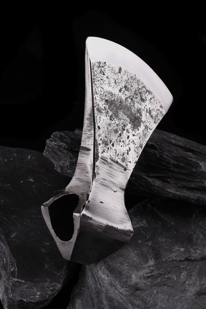Hand-forged axe blade, old, sharp, semi-sharp
