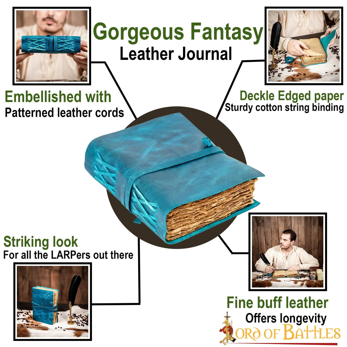 Leather journal fantasy, blue