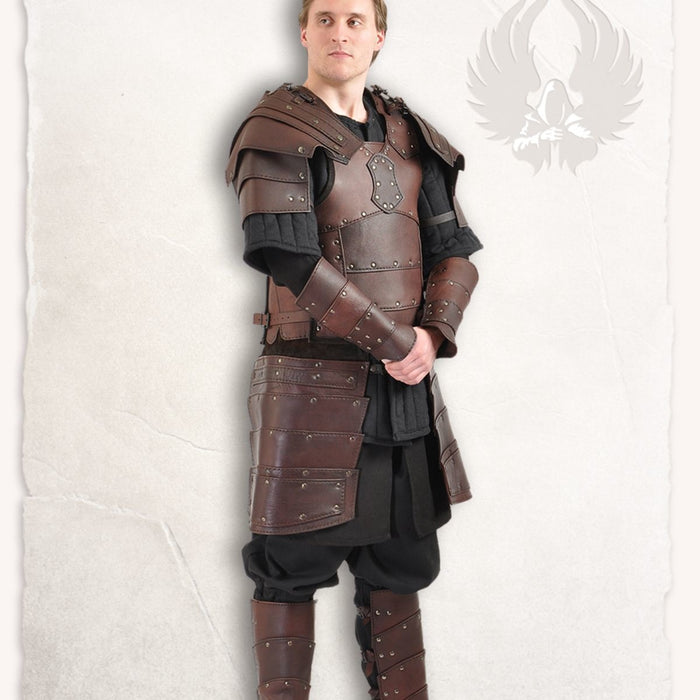 Albrecht leather bracers, forearm guards, brown