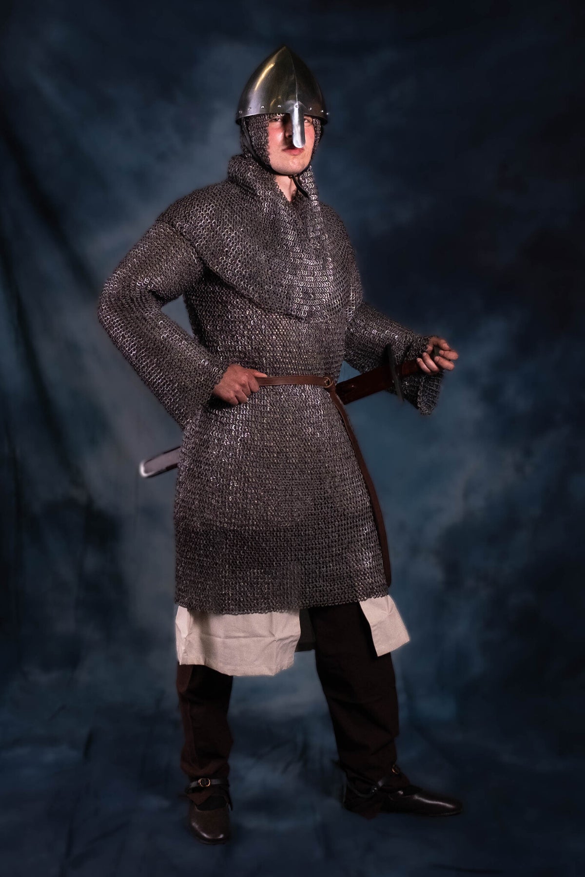 Hauberk, mixed, flat rings, round rivets 8 mm