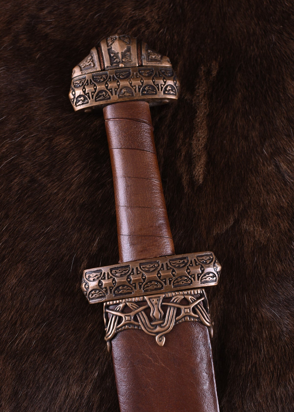 Viking sword island Eigg, leather grip, tempered, semi-sharp