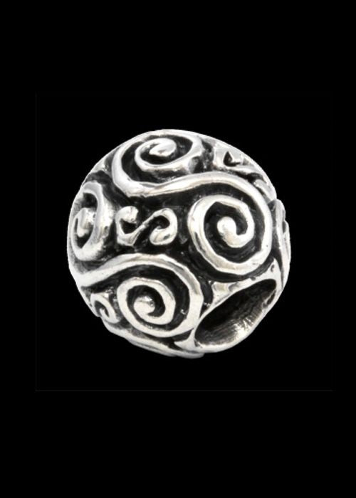 Silver beard bead with double spiral