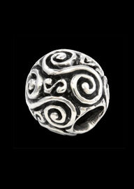 Silver beard bead with double spiral