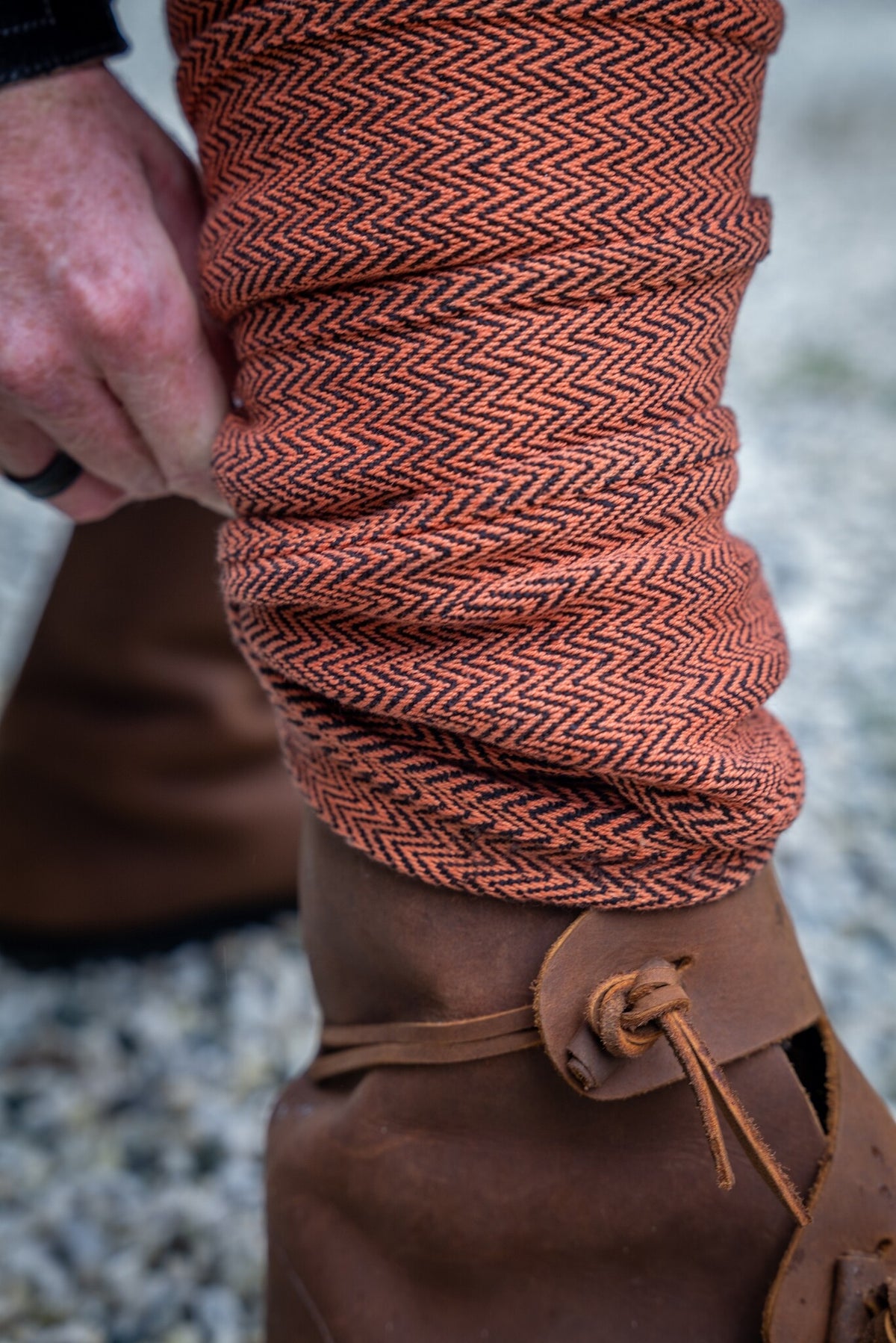 Viking winingas herringbone motif Frode, orange